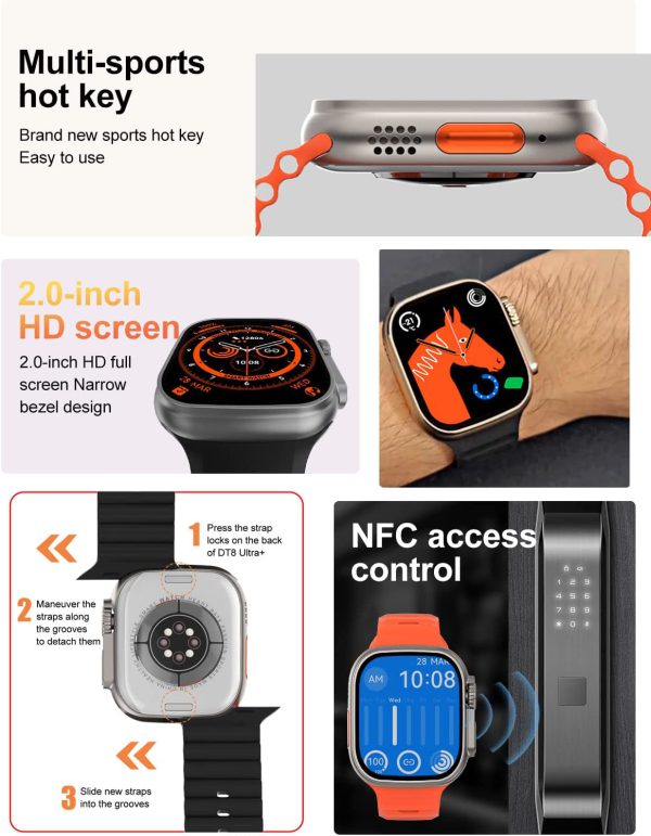 Dt8 Ultra Smart Watch Nfc Bluetooth Call Body Temperature Monitor Ip68 Series 8 Smartwatch