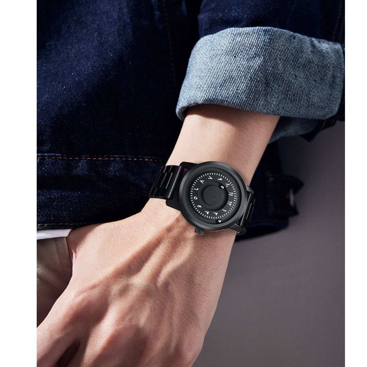 New Original Rolling Pointer Magnetic Arabic Men Watch