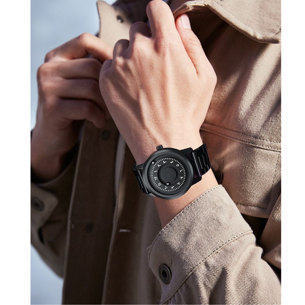 New Original Rolling Pointer Magnetic Arabic Men Watch