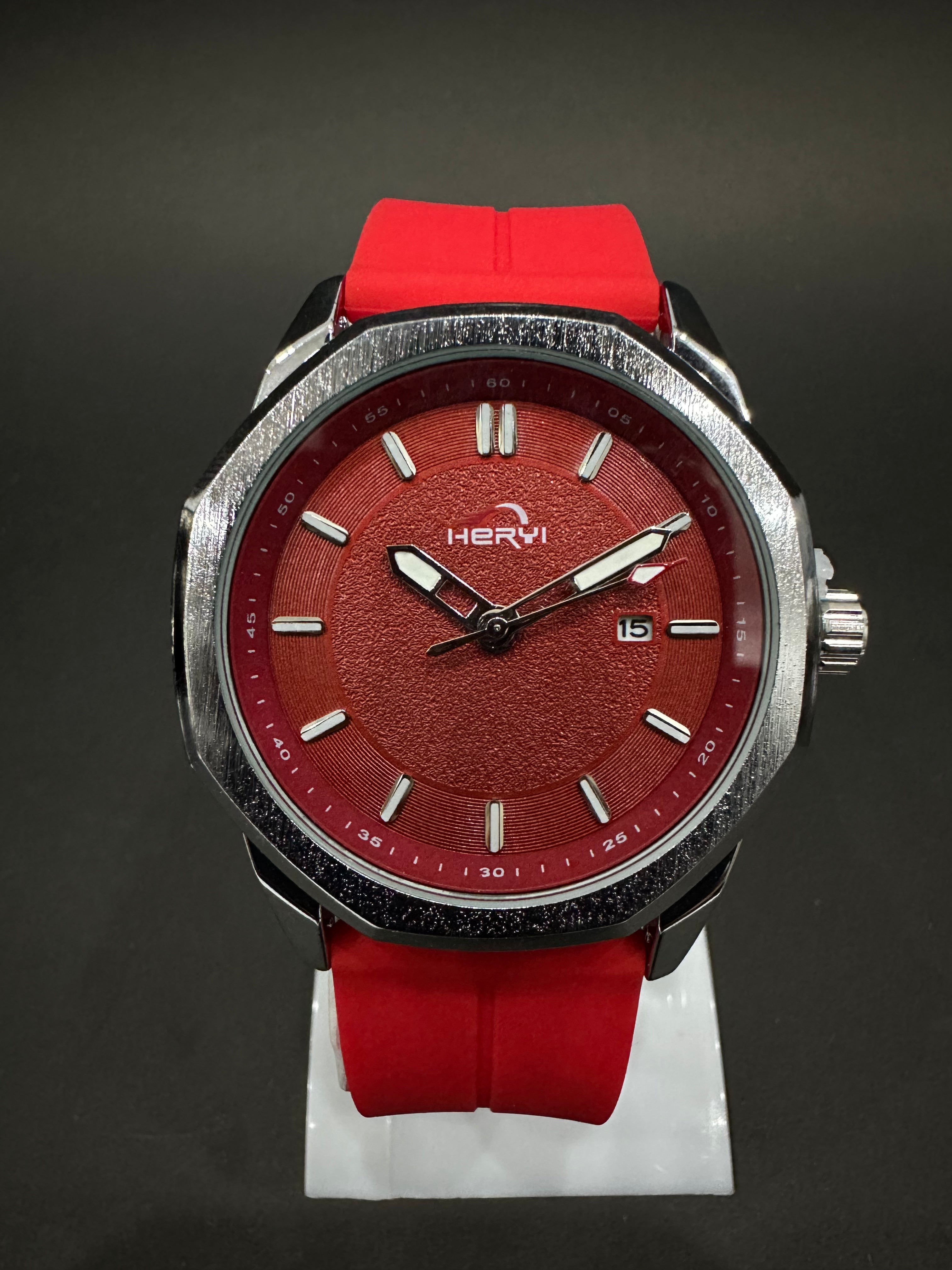 Heryi Magnetic Lock Watch – Premium Silicon Straps And Round Dial Watch (Red)