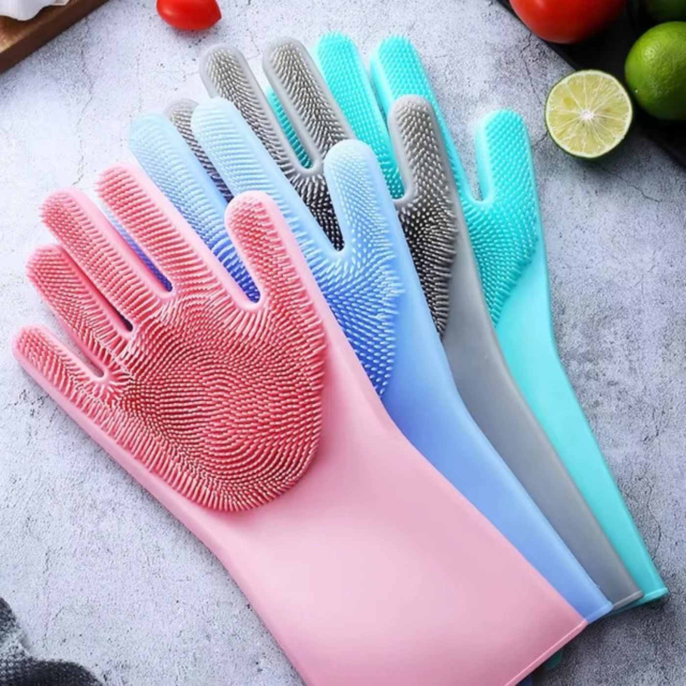Magic Silicone Dish Washing Rubber Gloves Heat Resistant