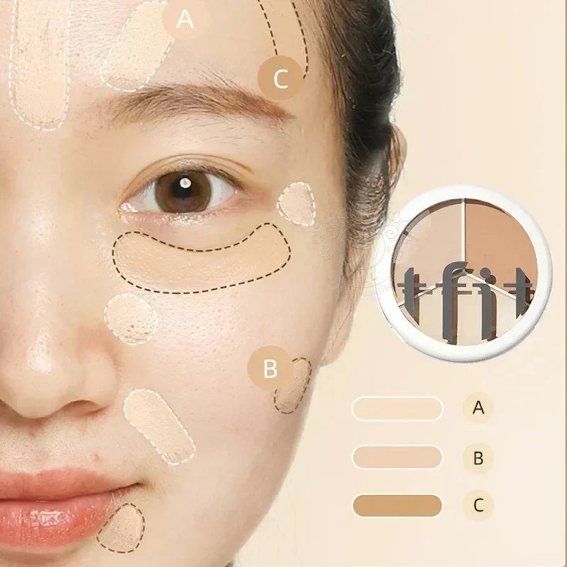 TFIT 3-Color Concealer Palette Professional Makeup, Cream Eye Concealer Dark Circles