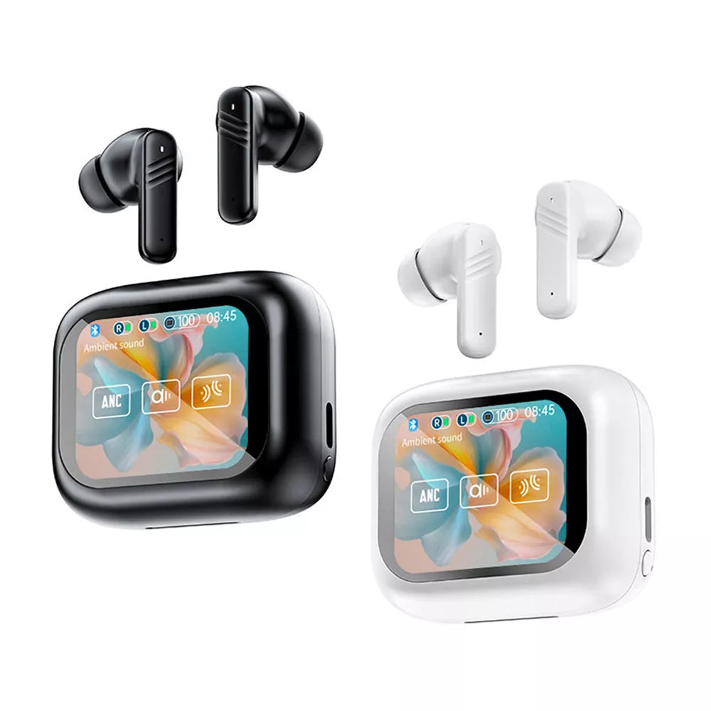 Bluetooth Earbuds  LCD Touchable Screen Headphones