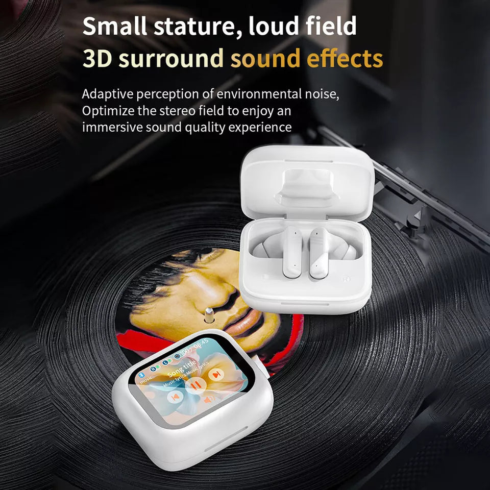 Bluetooth Earbuds  LCD Touchable Screen Headphones