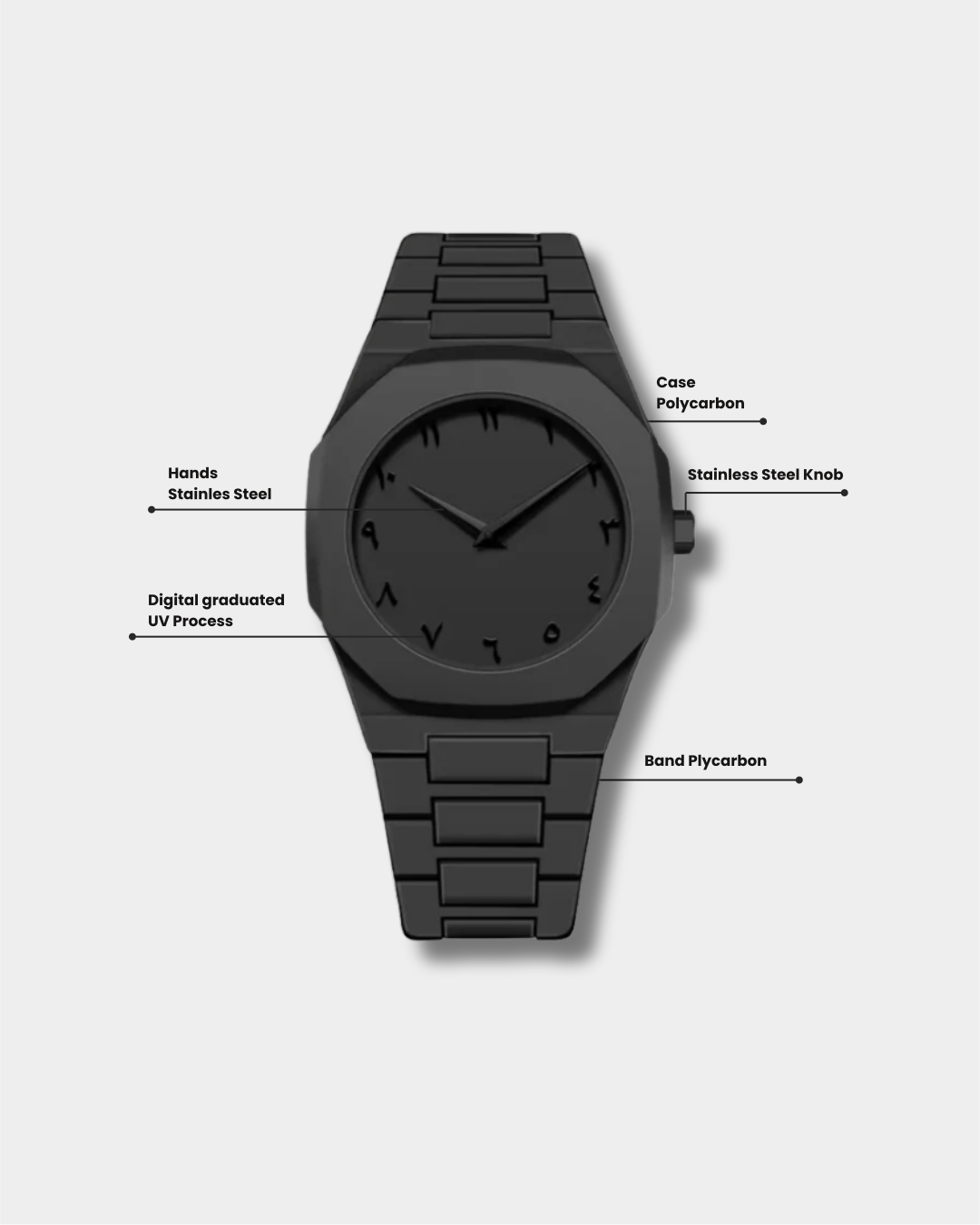 Black Arabic Aura Premium Wristwatch
